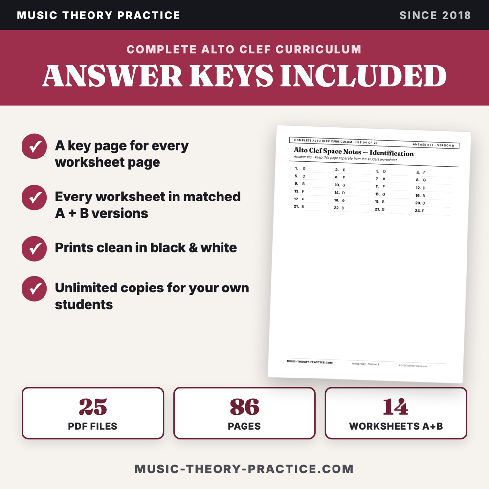 Complete Alto Clef Curriculum — answer keys