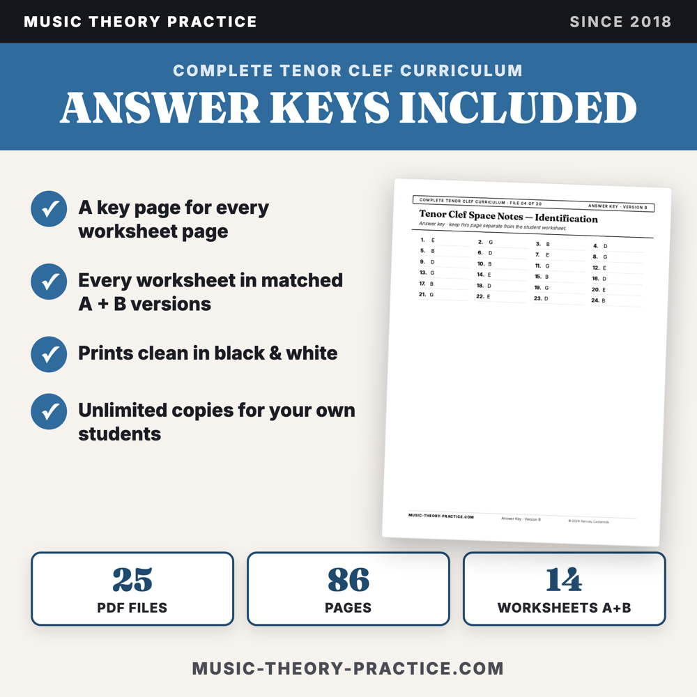 Complete Tenor Clef Curriculum — answer keys