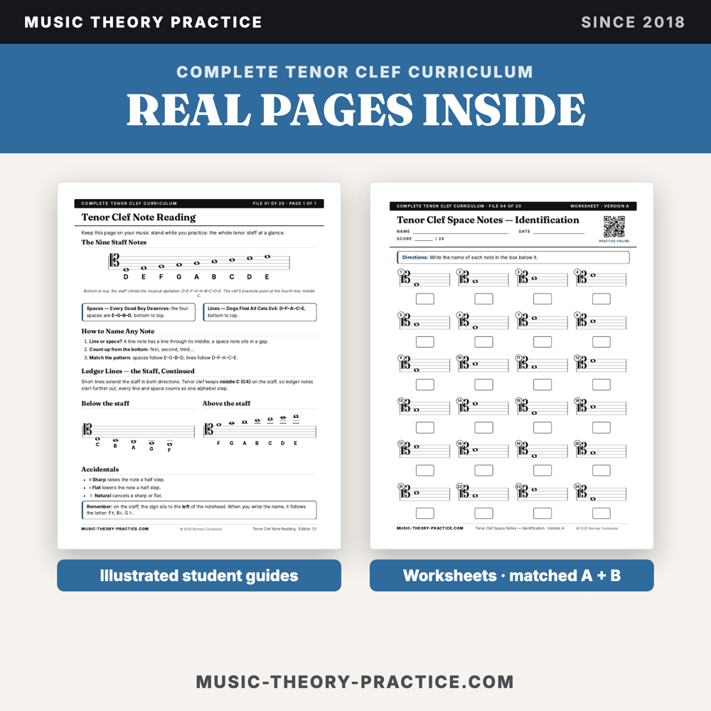 Complete Tenor Clef Curriculum — sample pages