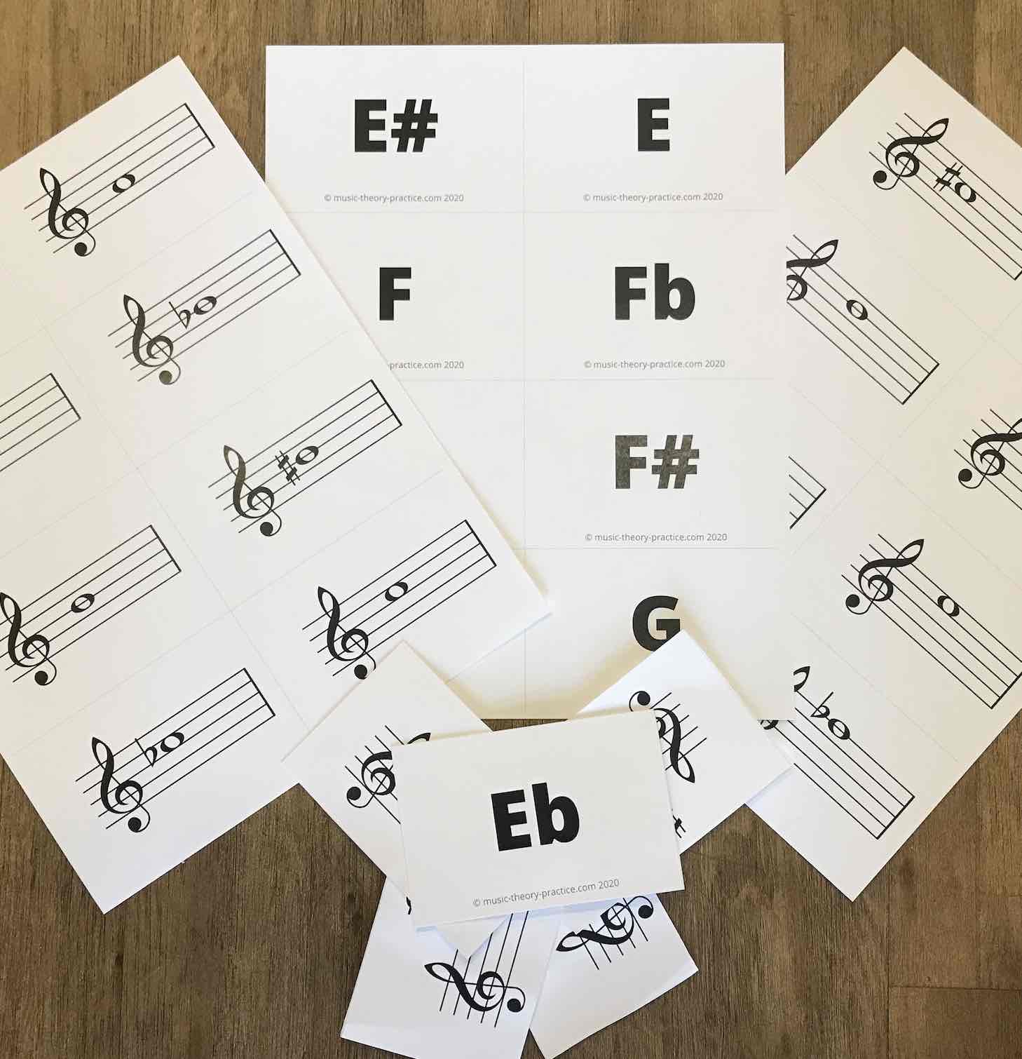 Treble Clef Flashcards — printable PDF preview